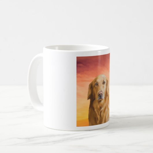 Golden Retriever Dog Aquarell Art Ölgemälde Kaffeetasse (Vorderseite Links)