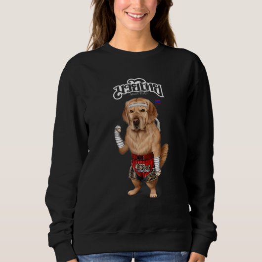 Golden Retriever Dog As Muay Thai Kick Boxing Cham Sweatshirt (Vorderseite)
