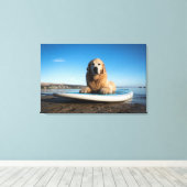 Golden Retriever Dog auf einem Paddelbrett Leinwanddruck (Insitu (Holzboden))