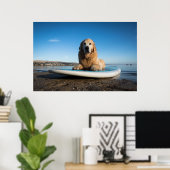 Golden Retriever Dog auf einem Paddelbrett Poster (Heimbüro)