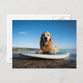 Golden Retriever Dog auf einem Paddelbrett Postkarte (Vorne/Hinten)
