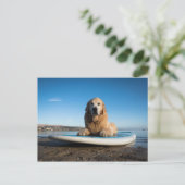 Golden Retriever Dog auf einem Paddelbrett Postkarte (Stehend Vorderseite)