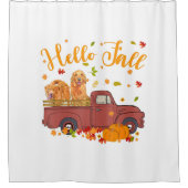 Golden Retriever Dog auf Pumpkins LKW Herbst Duschvorhang (Vorderseite)