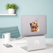 Golden Retriever Dog Aufkleber (Laptop auf Schreibtisch)