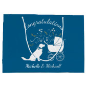 Golden Retriever Dog Baby Dusche Blue Boy Große Geschenktüte (Rückseite)