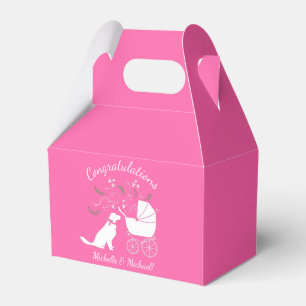 Golden Retriever Dog Baby Dusche Pink Girl Geschenkschachtel