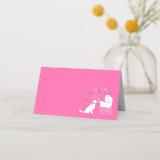 Golden Retriever Dog Baby Dusche Rosa Platzkarte