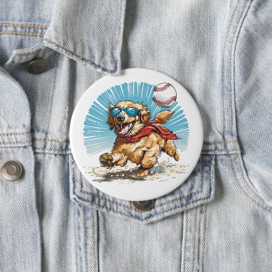 Golden Retriever Dog Baseball spielen Button (Beispiel)