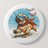 Golden Retriever Dog Baseball spielen Button (Vorderseite)