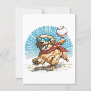 Golden Retriever Dog Baseball spielen Postkarte