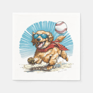 Golden Retriever Dog Baseball spielen Serviette