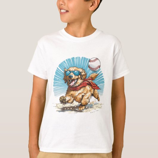 Golden Retriever Dog Baseball spielen T-Shirt (Vorderseite)
