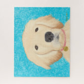 Golden Retriever Dog Blue Water Puzzle (Vertikal)