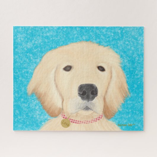 Golden Retriever Dog Blue Water Puzzle (Horizontal)