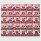 Golden Retriever Dog Car mit Herz Valentins Geschenkpapier (Flach)