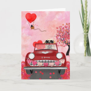 Golden Retriever Dog Car mit Herz Valentins Karte