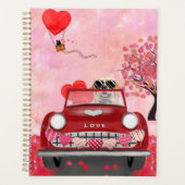 Golden Retriever Dog Car mit Herz Valentins Planer (Vorderseite)