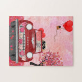 Golden Retriever Dog Car mit Herz Valentins Puzzle (Horizontal)