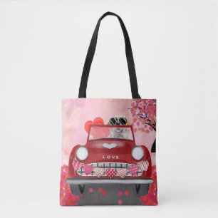 Golden Retriever Dog Car mit Herz Valentins Tasche