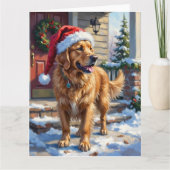 Golden Retriever Dog Carrying Christmas Angel Karte (Vorderseite)