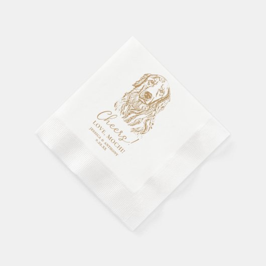 Golden Retriever Dog Cheers Custom Wedding Serviette (Ecke)