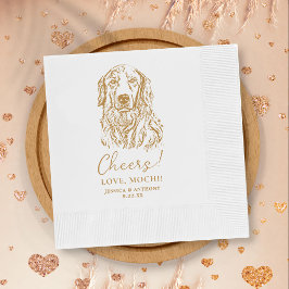 Golden Retriever Dog Cheers Custom Wedding Serviette