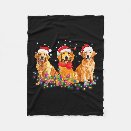 Golden Retriever Dog Christmas Lights Cute Matchin Fleecedecke (Vorderseite)
