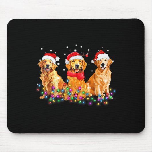 Golden Retriever Dog Christmas Lights Cute Matchin Mousepad (Vorne)