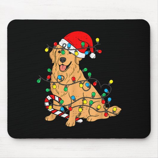 Golden Retriever Dog Christmas Lights Xmas Pet Dog Mousepad (Vorne)