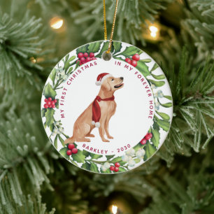 Golden Retriever Dog Christmas Mistletoe Holiday Keramik Ornament