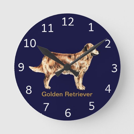 Golden Retriever Dog Clock Runde Wanduhr (Vorderseite)