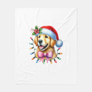 Golden Retriever Dog Coquette Bow Christmas Matchi Fleecedecke