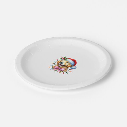 Golden Retriever Dog Coquette Bow Christmas Matchi Pappteller (Schrägansicht)