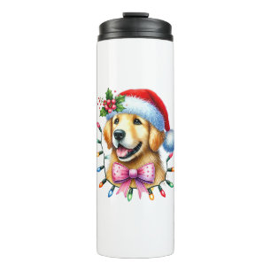 Golden Retriever Dog Coquette Bow Christmas Matchi Thermosbecher