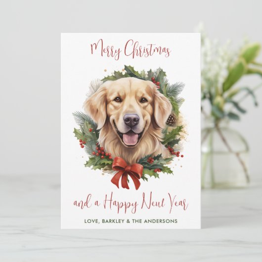 Golden Retriever Dog Custom Frohe Weihnachten (Stehend Vorderseite)