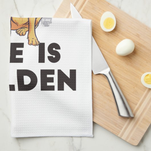 Golden Retriever Dog - Das Leben ist golden Geschirrtuch (Viertel Falte)