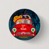 Golden Retriever Dog Driving Car Beängstigend Hall Button (Vorderseite)