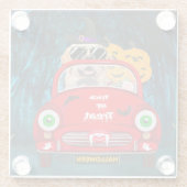 Golden Retriever Dog Driving Car Beängstigend Hall Glasuntersetzer (Rückseite)