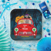 Golden Retriever Dog Driving Car Beängstigend Hall Pappteller (Party)