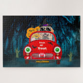 Golden Retriever Dog Driving Car Beängstigend Hall Puzzle (Horizontal)