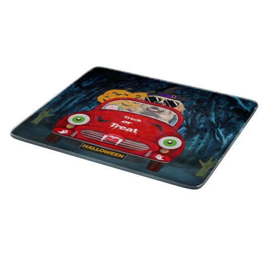 Golden Retriever Dog Driving Car Beängstigend Hall Schneidebrett (Ecke)