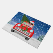 Golden Retriever Dog Driving Car im Schnee Weihnac Fußmatte (Schrägansicht)