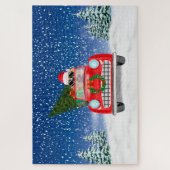 Golden Retriever Dog Driving Car im Schnee Weihnac Puzzle (Vertikal)