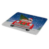 Golden Retriever Dog Driving Car im Schnee Weihnac Schneidebrett (Ecke)