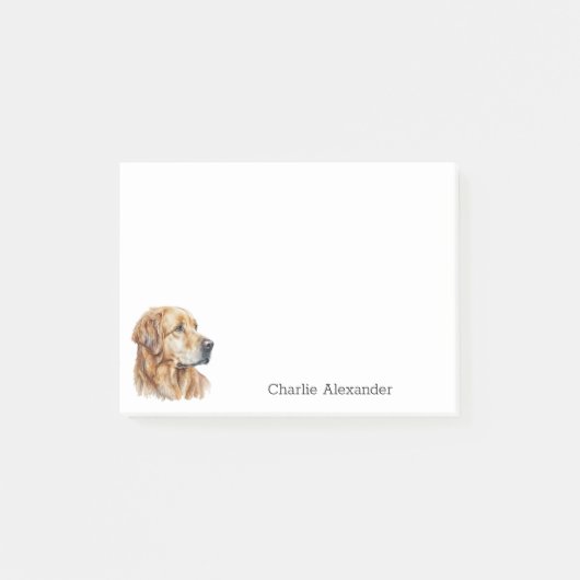 Golden Retriever Dog Einfach Modernes Personalisie Post-it Klebezettel (Vorderseite)