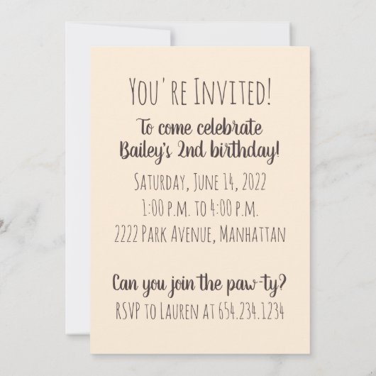 Golden Retriever Dog Einladung (Rückseite)