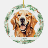 Golden Retriever Dog Elegante Watercolor Keramikornament (Hinten)