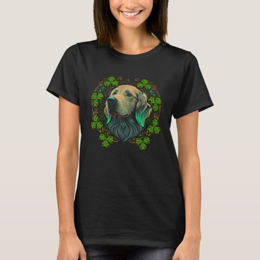 Golden Retriever Dog Face Mandala Irish Shamrock S T-Shirt (Vorderseite)