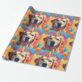 Golden Retriever Dog farbenfroh Geschenkpapier (Ungerollt)