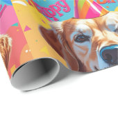Golden Retriever Dog farbenfroh Geschenkpapier (Rolleneckpunkt)